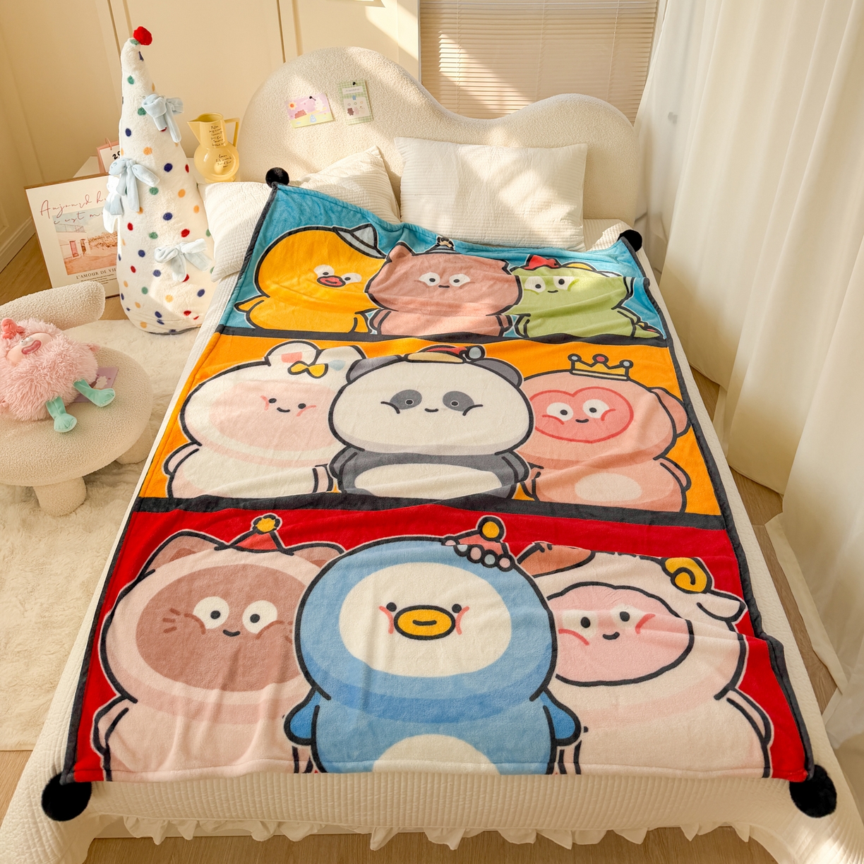 91家纺网 家纺一手货源 找家纺 （总）潮邦创意家居 2026新款星眠绒单层双面球毯-BubbleTots巴波布布独家授权