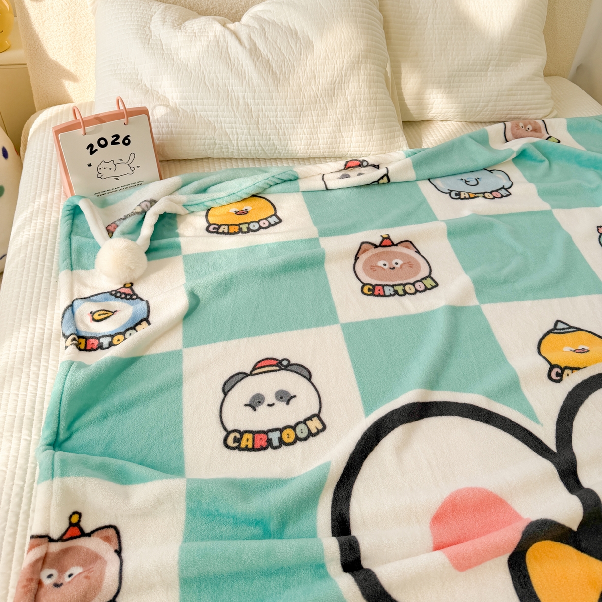 91家纺网 家纺一手货源 找家纺 （总）潮邦创意家居 2026新款星眠绒单层双面球毯-BubbleTots巴波布布独家授权