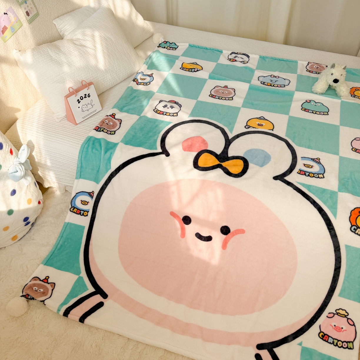 91家纺网 家纺一手货源 找家纺 （总）潮邦创意家居 2026新款星眠绒单层双面球毯-BubbleTots巴波布布独家授权