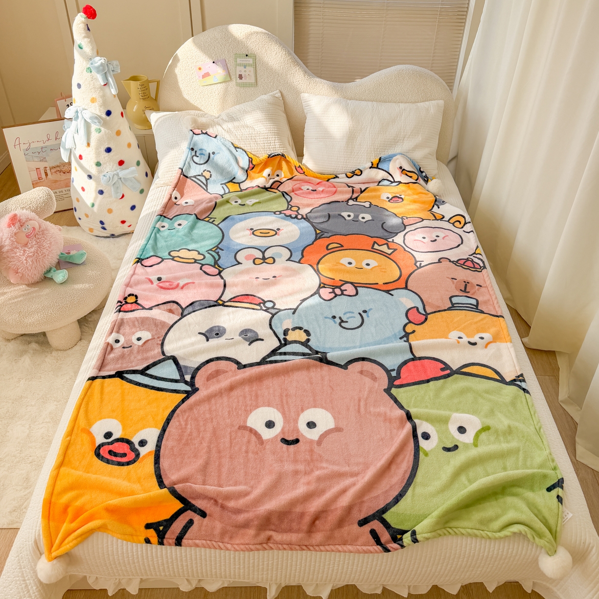 91家纺网 家纺一手货源 找家纺 （总）潮邦创意家居 2026新款星眠绒单层双面球毯-BubbleTots巴波布布独家授权