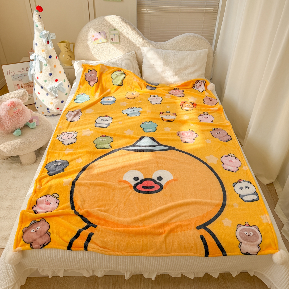 91家纺网 家纺一手货源 找家纺 潮邦创意家居 2026新款星眠绒单层双面球毯-BubbleTots巴波布布独家授权 巴啵茨茨