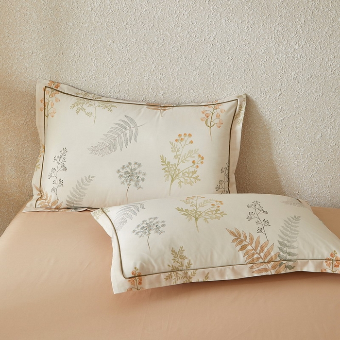 91家纺网 家纺一手货源 找家纺 沐白家居 2026新款亲肤舒适全棉印花四件套 叶时光-桔