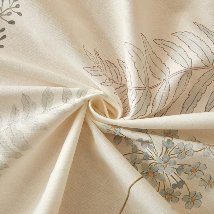 91家纺网 家纺一手货源 找家纺 沐白家居 2026新款亲肤舒适全棉印花四件套 叶时光-桔