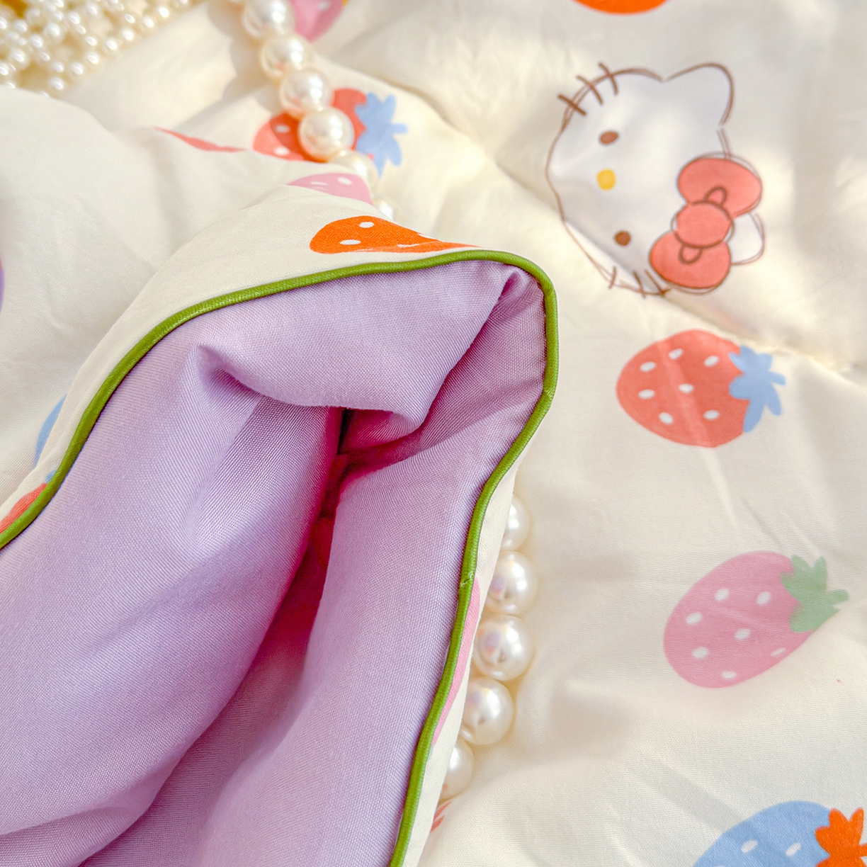 91家纺网 家纺一手货源 找家纺 弗苓家纺 2026新款A类水洗皱皱纱夏被夏凉被空调被 草莓KT