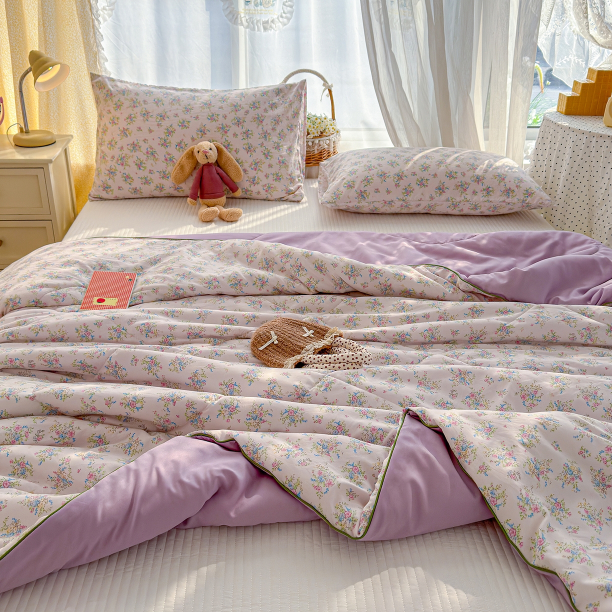 91家纺网 家纺一手货源 找家纺 弗苓家纺 2026新款A类水洗皱皱纱夏被夏凉被空调被 繁花锦