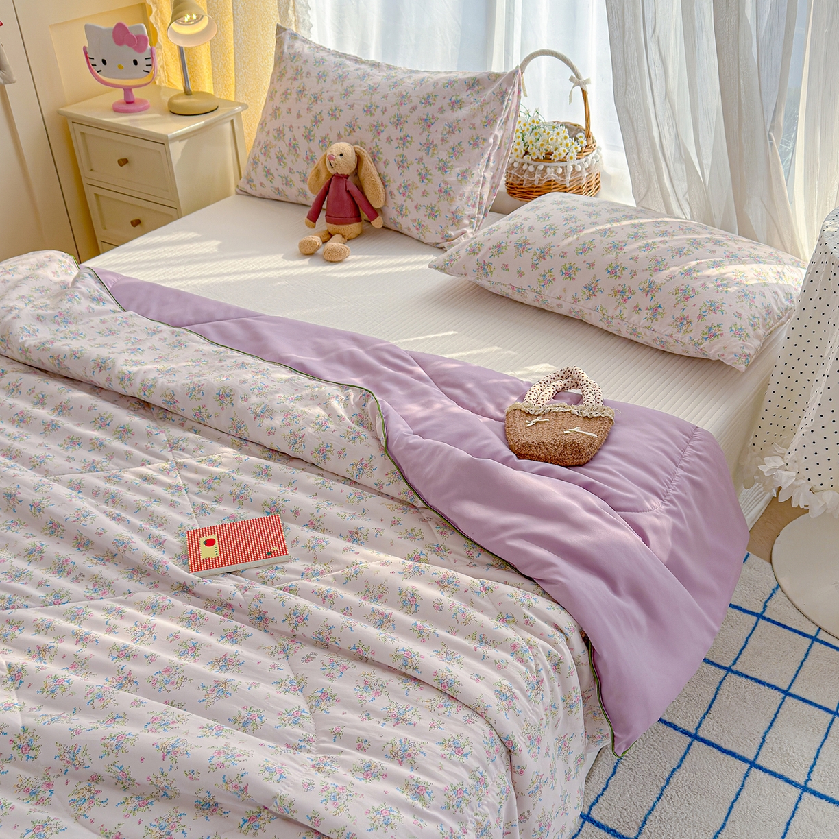 91家纺网 家纺一手货源 找家纺 弗苓家纺 2026新款A类水洗皱皱纱夏被夏凉被空调被 繁花锦