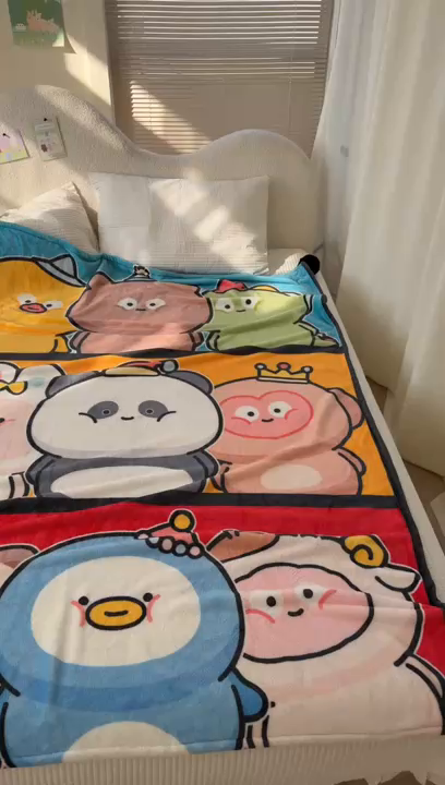 91家纺网 家纺一手货源 找家纺 潮邦创意家居 2026新款星眠绒单层双面球毯-BubbleTots巴波布布独家授权 巴波萌团