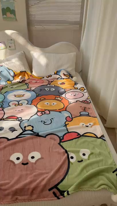 91家纺网 家纺一手货源 找家纺 潮邦创意家居 2026新款星眠绒单层双面球毯-BubbleTots巴波布布独家授权 巴波众萌