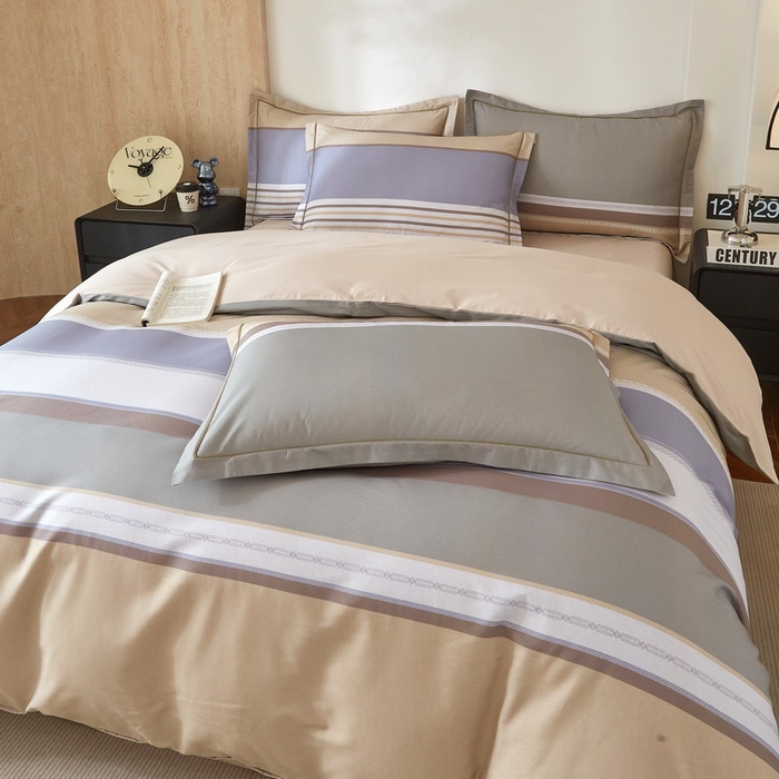 91家纺网 家纺一手货源 找家纺 沐白家居 2026新款亲肤舒适全棉印花四件套 自由式-咖