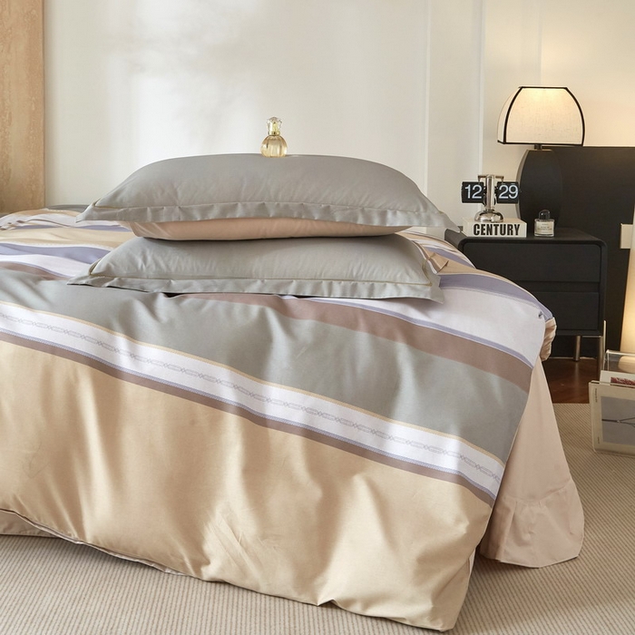 91家纺网 家纺一手货源 找家纺 沐白家居 2026新款亲肤舒适全棉印花四件套 自由式-咖