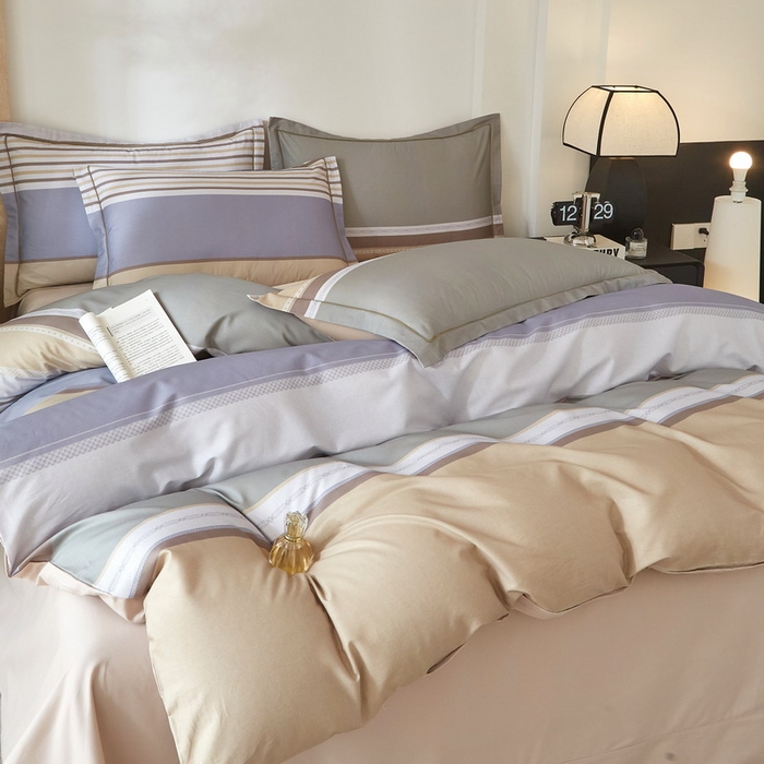 91家纺网 家纺一手货源 找家纺 沐白家居 2026新款亲肤舒适全棉印花四件套 自由式-咖