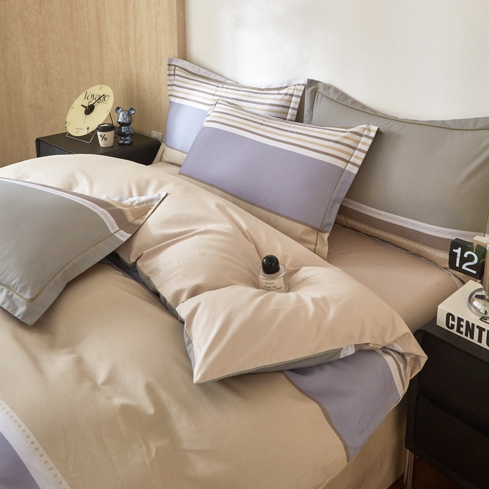 91家纺网 家纺一手货源 找家纺 沐白家居 2026新款亲肤舒适全棉印花四件套 自由式-咖