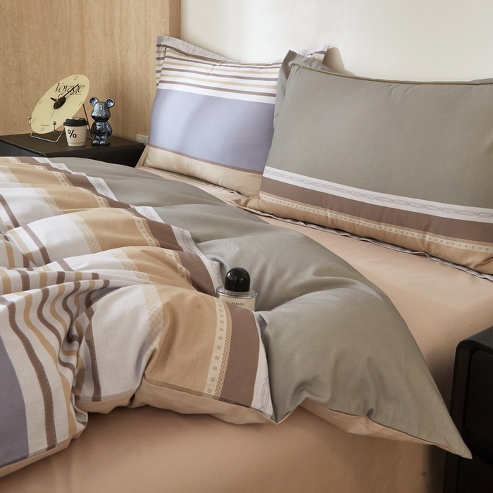 91家纺网 家纺一手货源 找家纺 沐白家居 2026新款亲肤舒适全棉印花四件套 自由式-咖