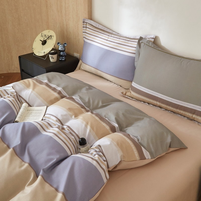 91家纺网 家纺一手货源 找家纺 沐白家居 2026新款亲肤舒适全棉印花四件套 自由式-咖