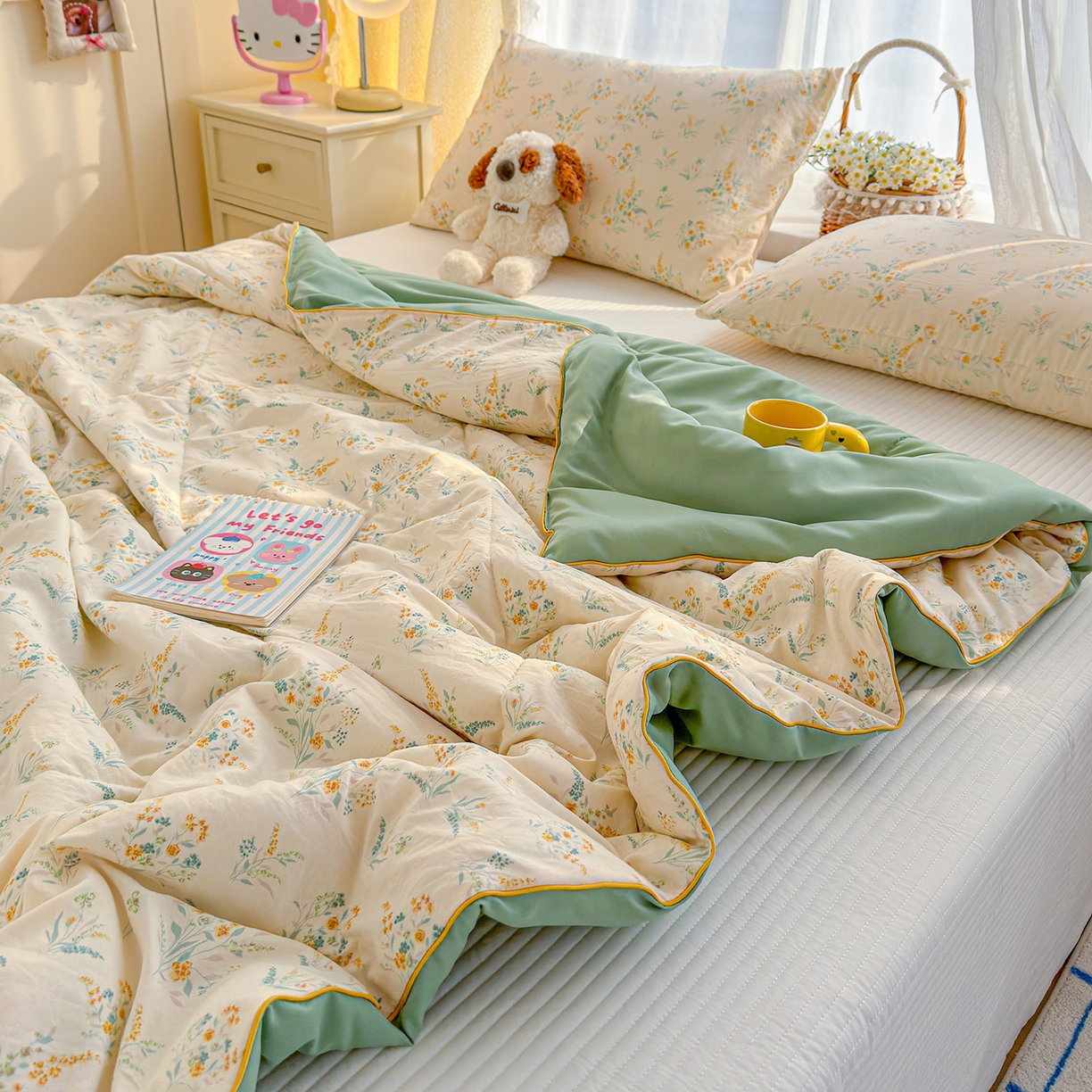 91家纺网 家纺一手货源 找家纺 弗苓家纺 2026新款A类水洗皱皱纱夏被夏凉被空调被 水月瑶