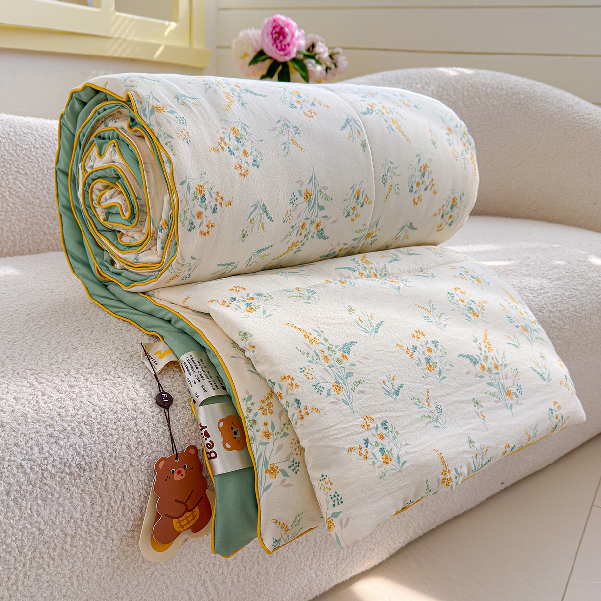 91家纺网 家纺一手货源 找家纺 弗苓家纺 2026新款A类水洗皱皱纱夏被夏凉被空调被 水月瑶