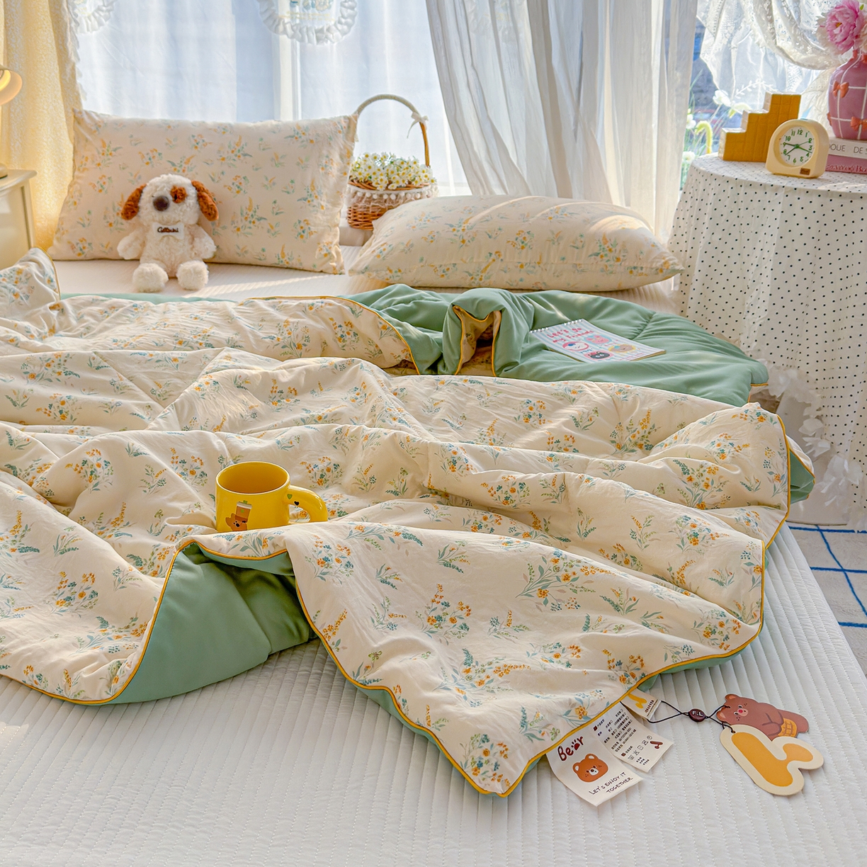 91家纺网 家纺一手货源 找家纺 弗苓家纺 2026新款A类水洗皱皱纱夏被夏凉被空调被 水月瑶