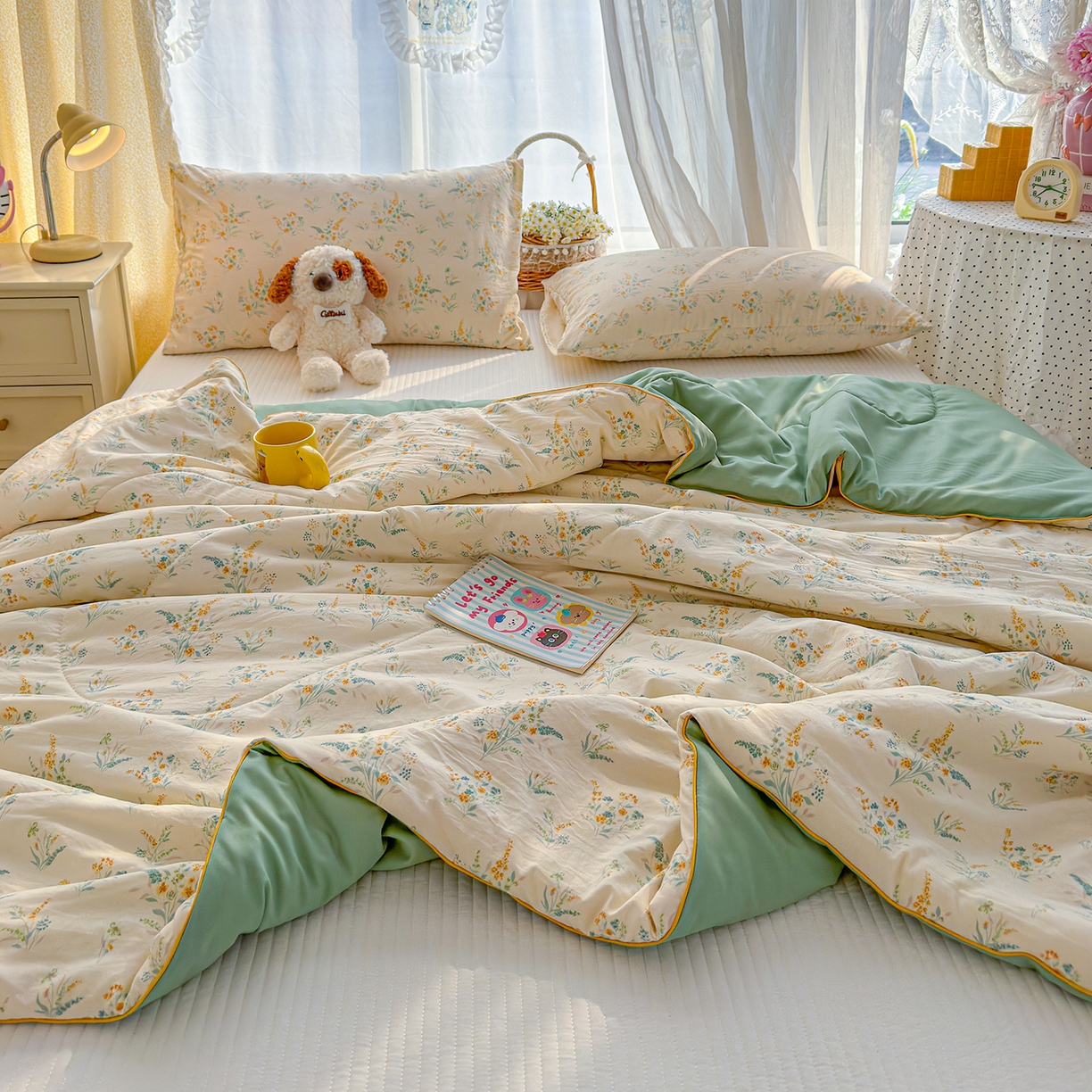 91家纺网 家纺一手货源 找家纺 弗苓家纺 2026新款A类水洗皱皱纱夏被夏凉被空调被 水月瑶