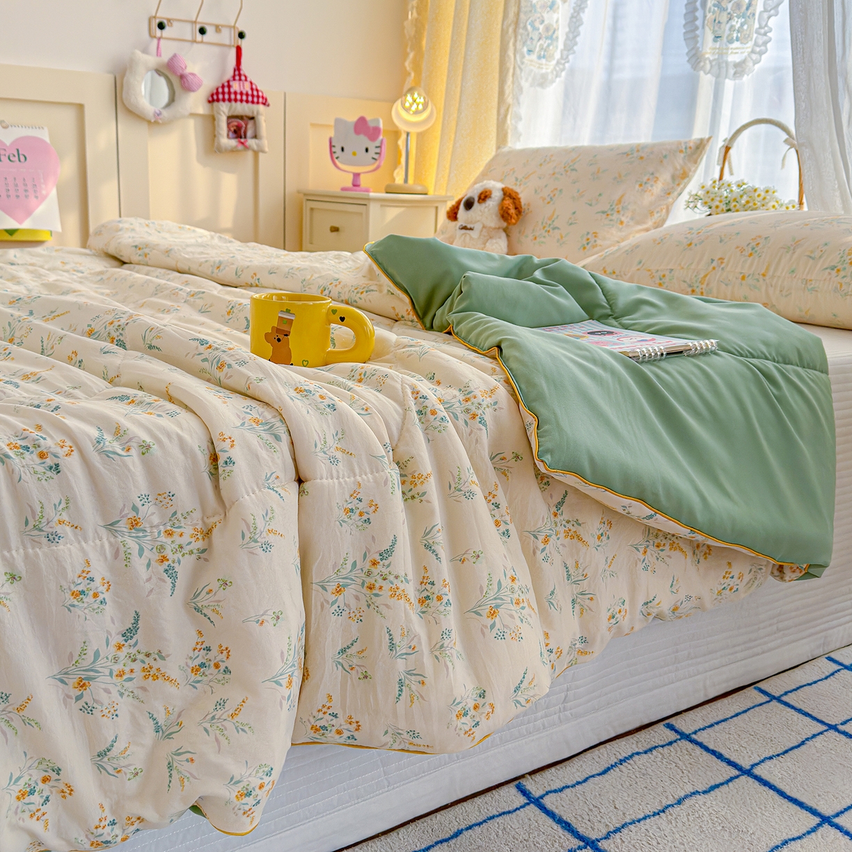 91家纺网 家纺一手货源 找家纺 弗苓家纺 2026新款A类水洗皱皱纱夏被夏凉被空调被 水月瑶