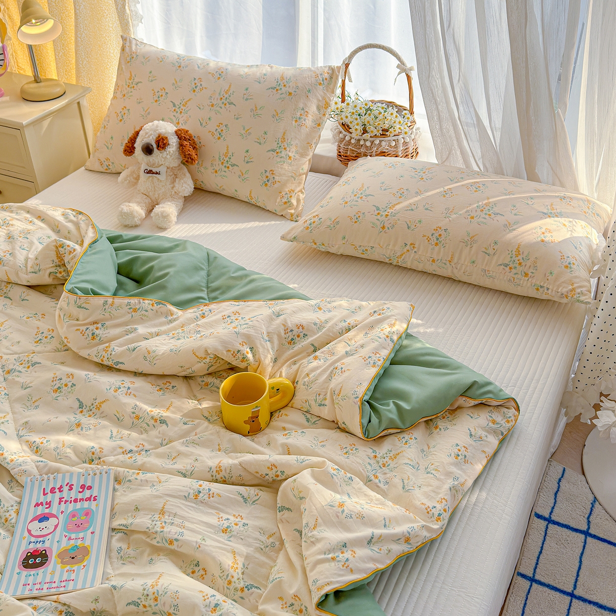 91家纺网 家纺一手货源 找家纺 弗苓家纺 2026新款A类水洗皱皱纱夏被夏凉被空调被 水月瑶