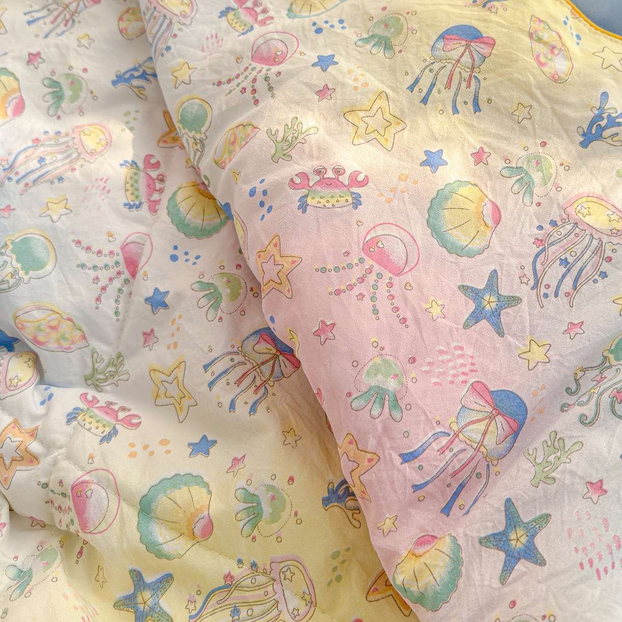 91家纺网 家纺一手货源 找家纺 弗苓家纺 2026新款A类水洗皱皱纱夏被夏凉被空调被 海洋馆