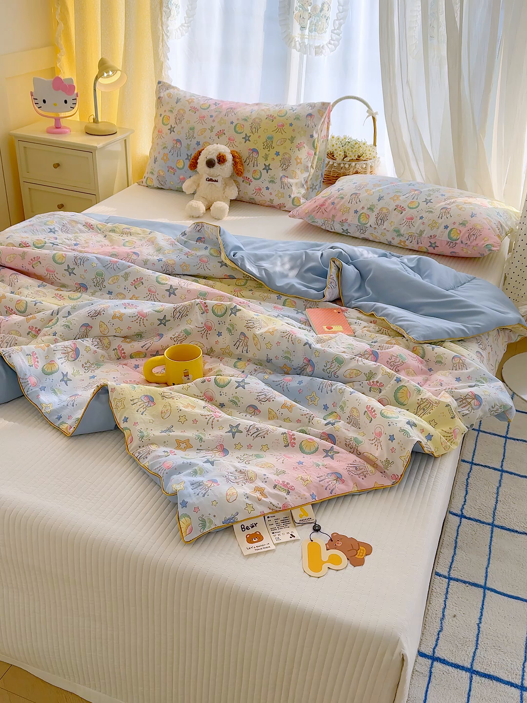 91家纺网 家纺一手货源 找家纺 弗苓家纺 2026新款A类水洗皱皱纱夏被夏凉被空调被 海洋馆