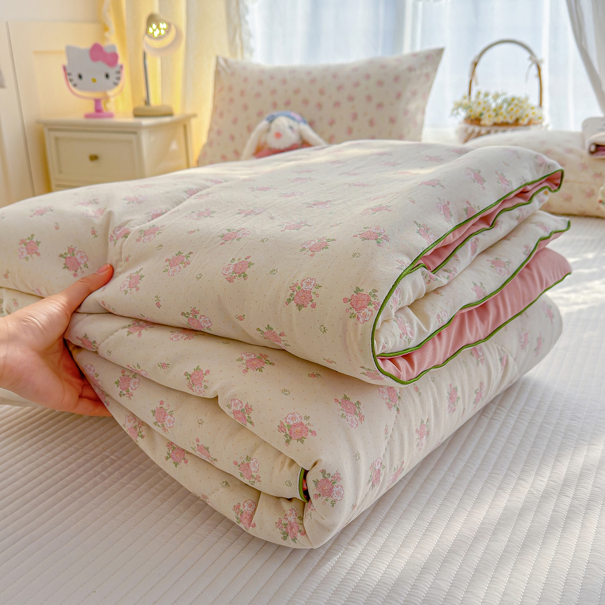 91家纺网 家纺一手货源 找家纺 弗苓家纺 2026新款A类水洗皱皱纱夏被夏凉被空调被 温柔海