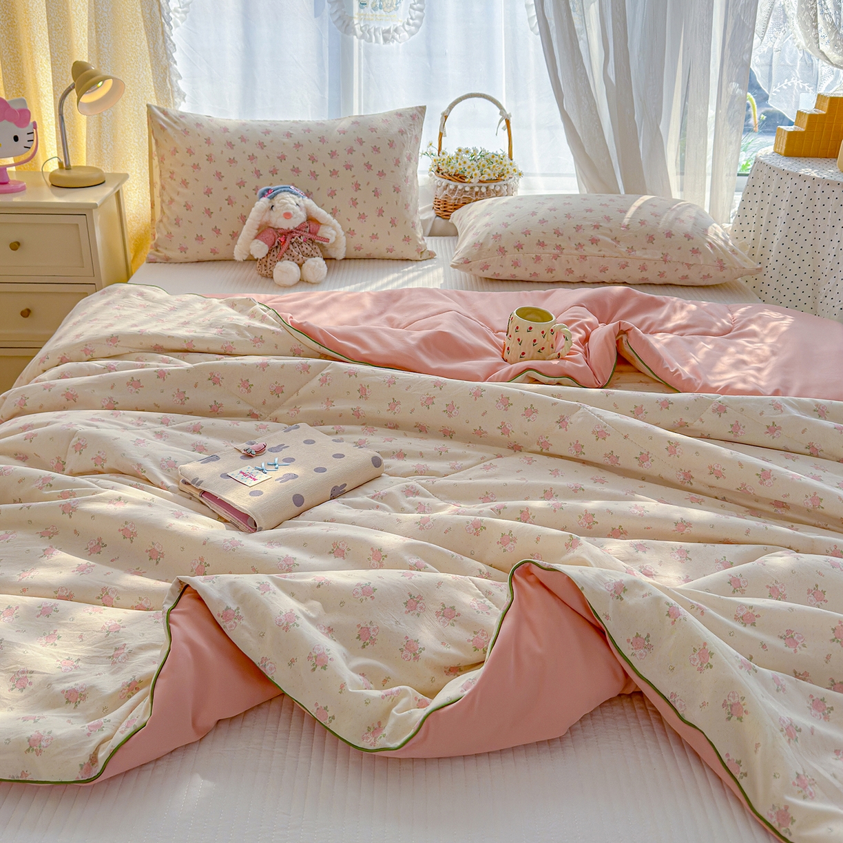 91家纺网 家纺一手货源 找家纺 弗苓家纺 2026新款A类水洗皱皱纱夏被夏凉被空调被 温柔海