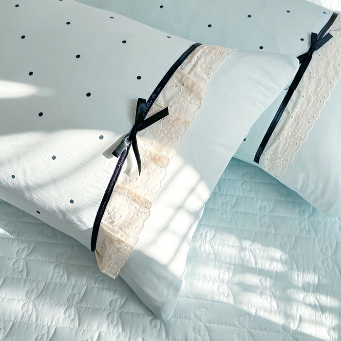 91家纺网 家纺一手货源 找家纺 （总）苏米娜家纺SUMINA 2026新款春夏古法水洗棉床盖款四件套-波点系列