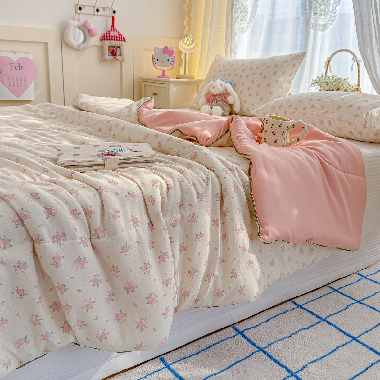 91家纺网 家纺一手货源 找家纺 弗苓家纺 2026新款A类水洗皱皱纱夏被夏凉被空调被 温柔海