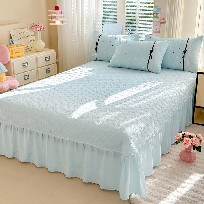 91家纺网 家纺一手货源 找家纺 （总）苏米娜家纺SUMINA 2026新款春夏古法水洗棉床盖款四件套-波点系列