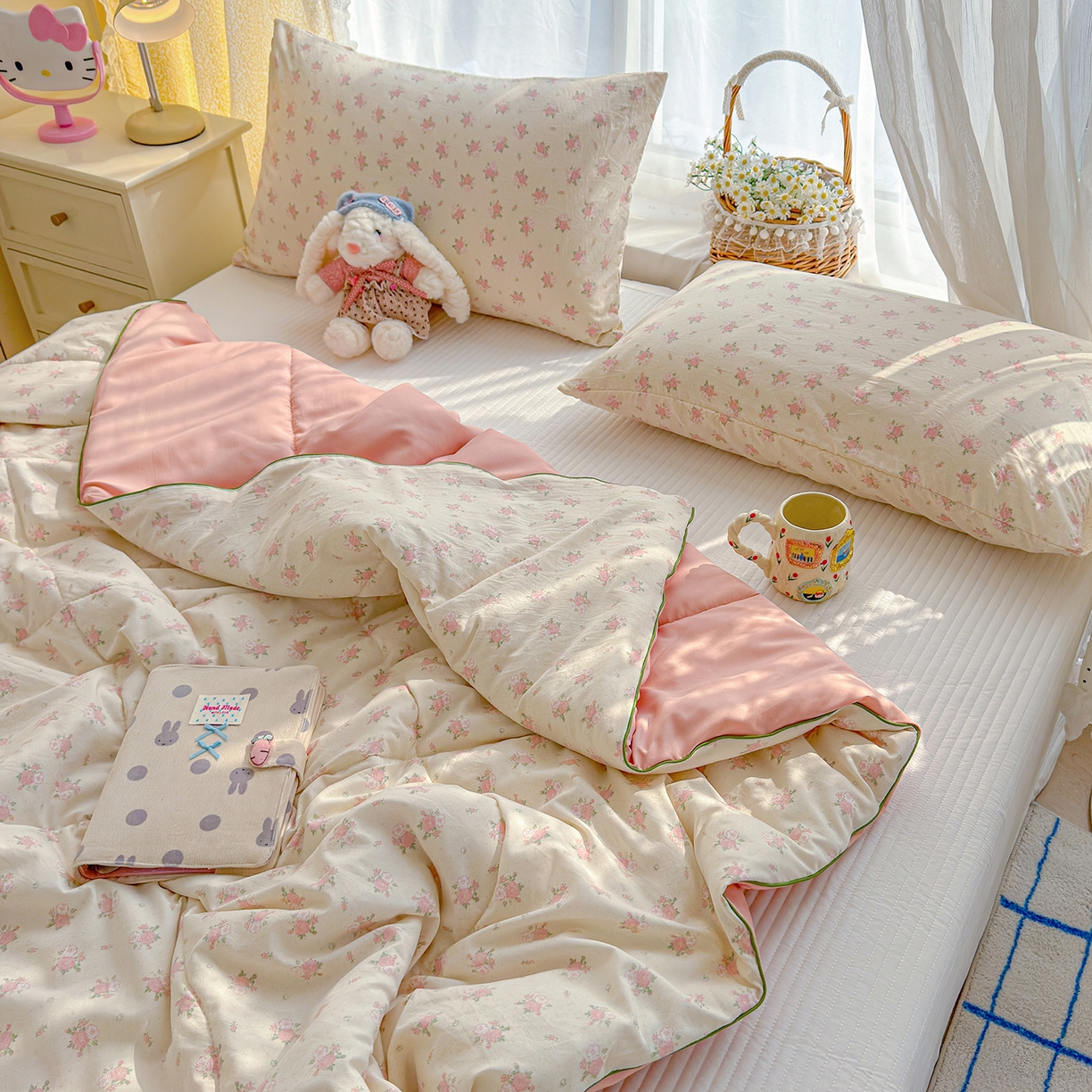 91家纺网 家纺一手货源 找家纺 弗苓家纺 2026新款A类水洗皱皱纱夏被夏凉被空调被 温柔海