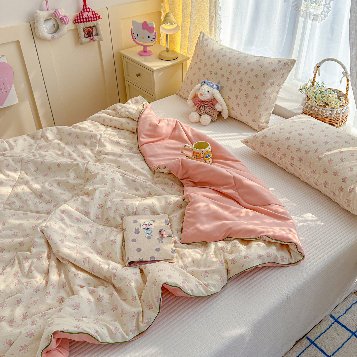 91家纺网 家纺一手货源 找家纺 弗苓家纺 2026新款A类水洗皱皱纱夏被夏凉被空调被 温柔海