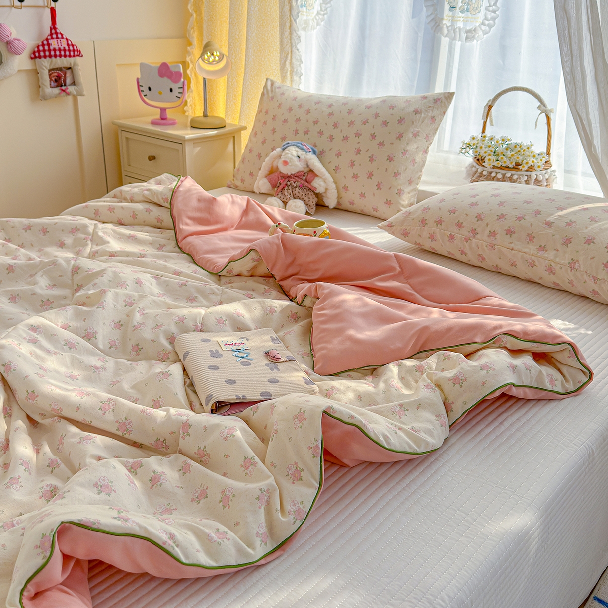 91家纺网 家纺一手货源 找家纺 弗苓家纺 2026新款A类水洗皱皱纱夏被夏凉被空调被 温柔海