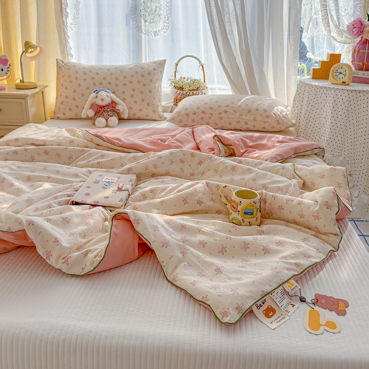 91家纺网 家纺一手货源 找家纺 弗苓家纺 2026新款A类水洗皱皱纱夏被夏凉被空调被 温柔海