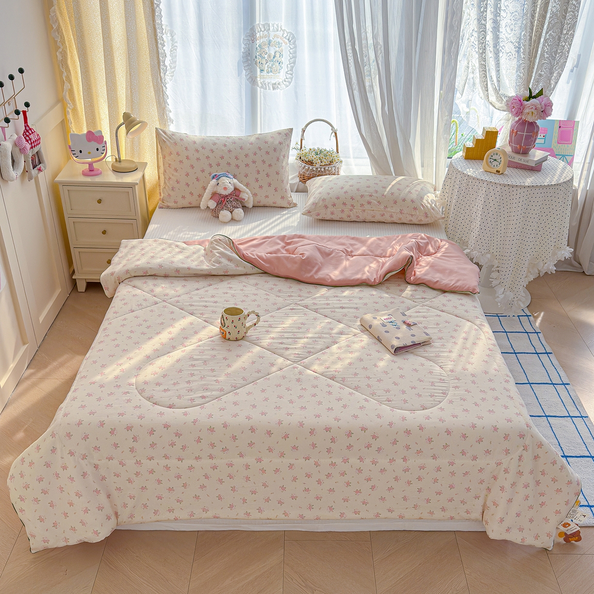 91家纺网 家纺一手货源 找家纺 弗苓家纺 2026新款A类水洗皱皱纱夏被夏凉被空调被 温柔海