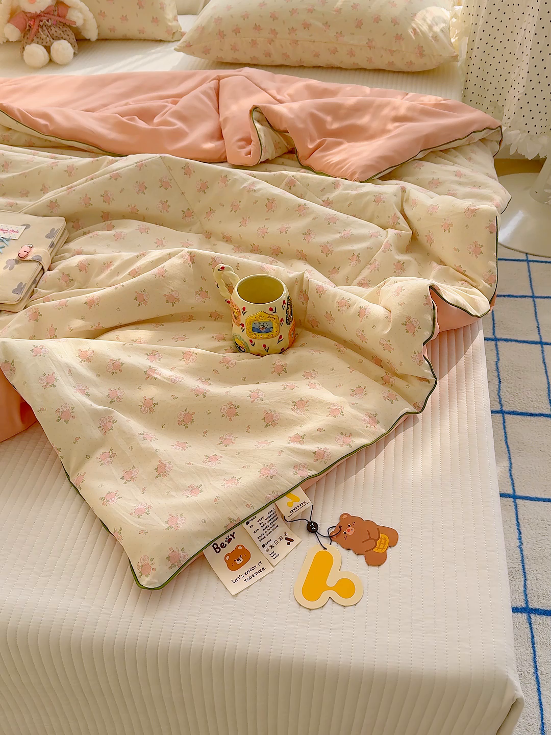 91家纺网 家纺一手货源 找家纺 弗苓家纺 2026新款A类水洗皱皱纱夏被夏凉被空调被 温柔海