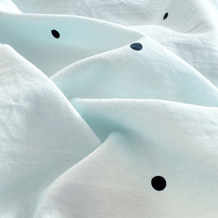 91家纺网 家纺一手货源 找家纺 苏米娜家纺SUMINA 2026新款春夏古法水洗棉床盖款四件套-波点系列 波点-海盐蓝