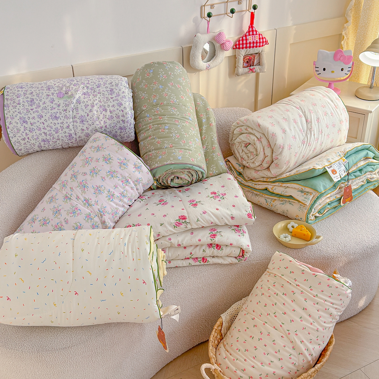 91家纺网 家纺一手货源 找家纺 弗苓家纺 2026新款A类水洗皱皱纱夏被夏凉被空调被 组合图（仅供展示不可下单）