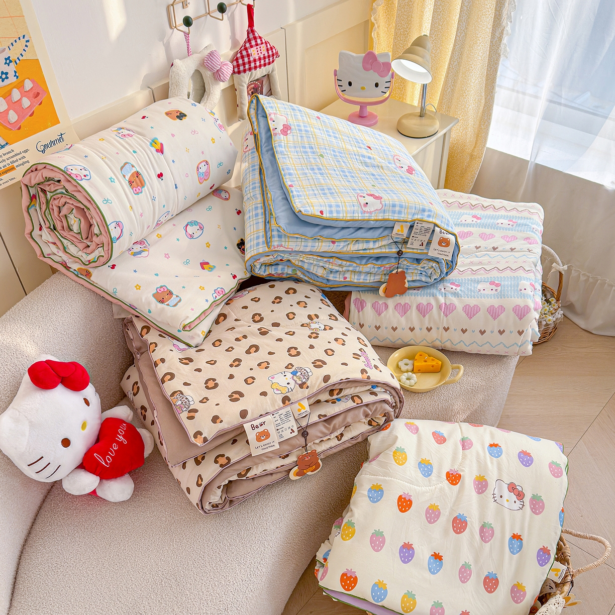 91家纺网 家纺一手货源 找家纺 弗苓家纺 2026新款A类水洗皱皱纱夏被夏凉被空调被 组合图（仅供展示不可下单）