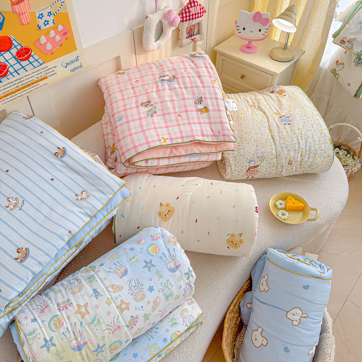 91家纺网 家纺一手货源 找家纺 弗苓家纺 2026新款A类水洗皱皱纱夏被夏凉被空调被 组合图（仅供展示不可下单）