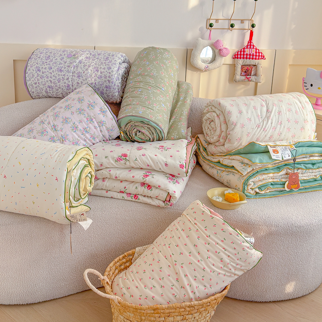 91家纺网 家纺一手货源 找家纺 弗苓家纺 2026新款A类水洗皱皱纱夏被夏凉被空调被 组合图（仅供展示不可下单）