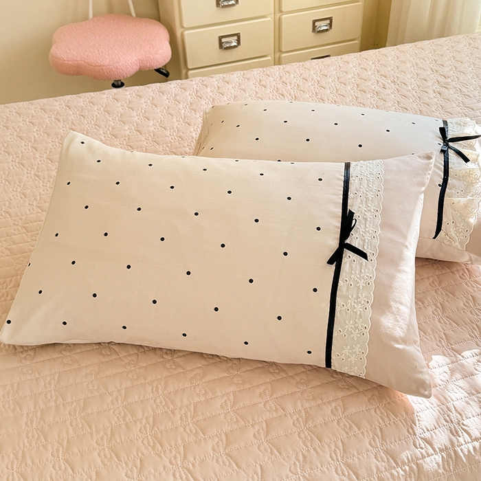 91家纺网 家纺一手货源 找家纺 苏米娜家纺SUMINA 2026新款春夏古法水洗棉床盖款四件套-波点系列 波点-奶咖