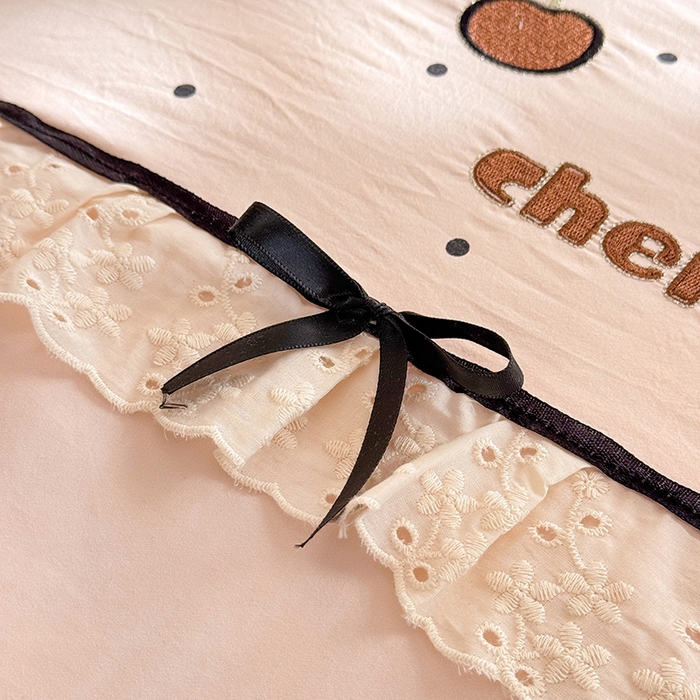 91家纺网 家纺一手货源 找家纺 苏米娜家纺SUMINA 2026新款春夏古法水洗棉床盖款四件套-波点系列 波点-香雪粉