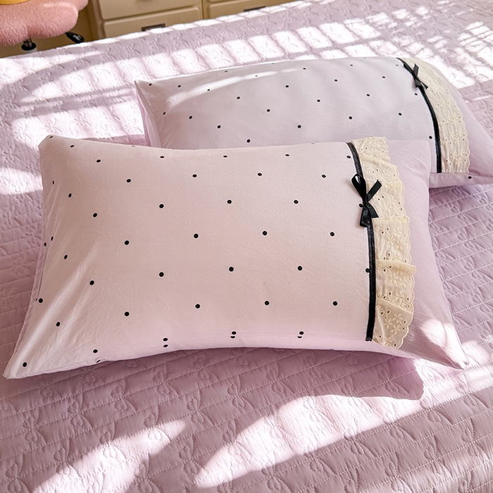 91家纺网 家纺一手货源 找家纺 苏米娜家纺SUMINA 2026新款春夏古法水洗棉床盖款四件套-波点系列 波点-星云紫