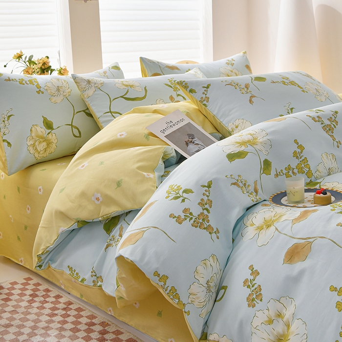 91家纺网 家纺一手货源 找家纺 （总）宇彬家纺 2026直播新款13070A类全棉纯棉印花床单床笠款四件套和单被套喷气清新简约（缩水足可定做）