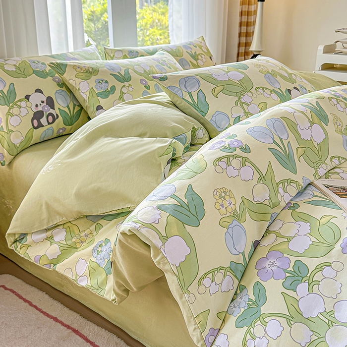 91家纺网 家纺一手货源 找家纺 （总）宇彬家纺 2026直播新款13070A类全棉纯棉印花床单床笠款四件套和单被套喷气清新简约（缩水足可定做）