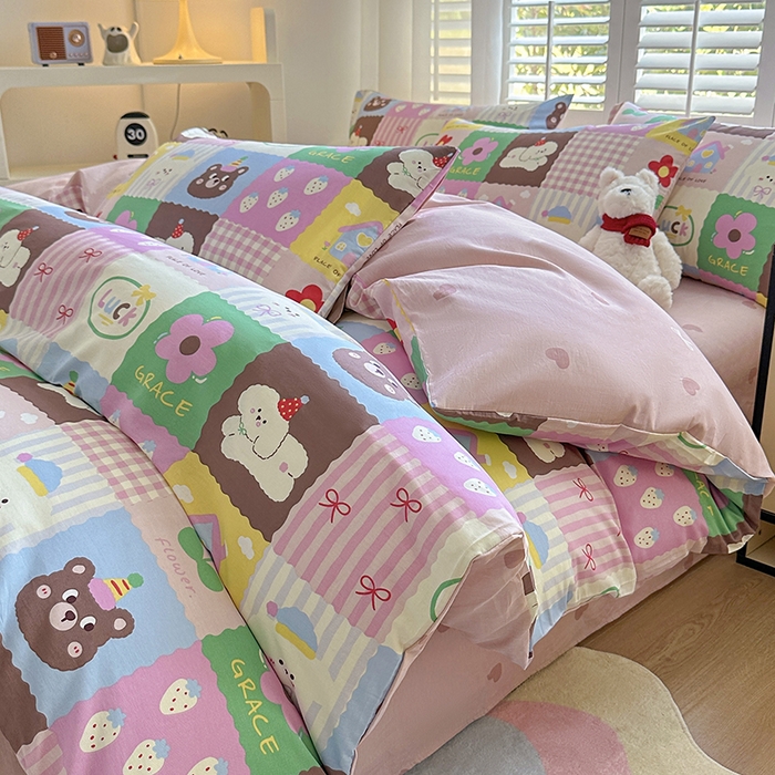 91家纺网 家纺一手货源 找家纺 （总）宇彬家纺 2026直播新款13070A类全棉纯棉印花床单床笠款四件套和单被套喷气清新简约（缩水足可定做）