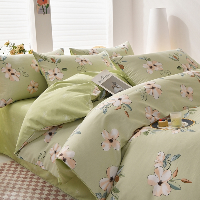 91家纺网 家纺一手货源 找家纺 （总）宇彬家纺 2026直播新款13070A类全棉纯棉印花床单床笠款四件套和单被套喷气清新简约（缩水足可定做）