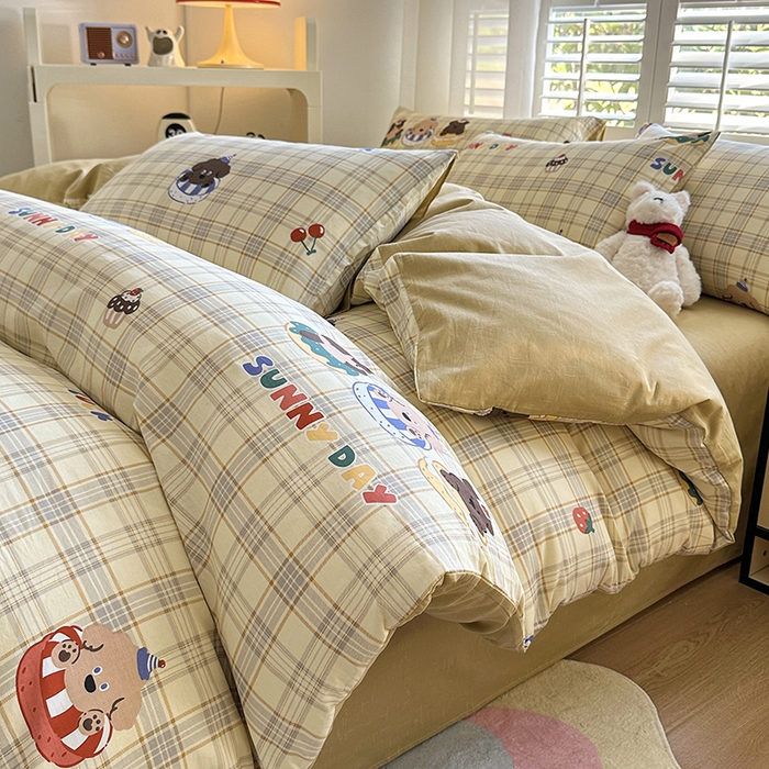 91家纺网 家纺一手货源 找家纺 （总）宇彬家纺 2026直播新款13070A类全棉纯棉印花床单床笠款四件套和单被套喷气清新简约（缩水足可定做）